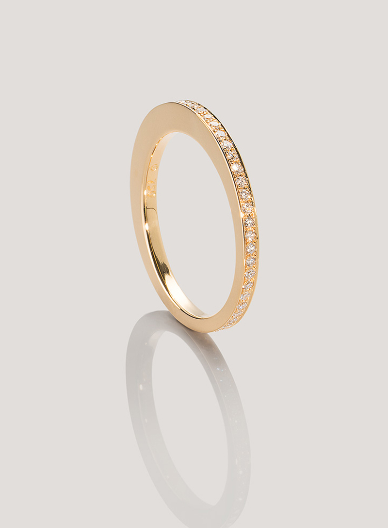 Johanna Otto, Schmuckdesign, Kollektion Diskus, Ring, gelbgold, Brillant, handgemacht