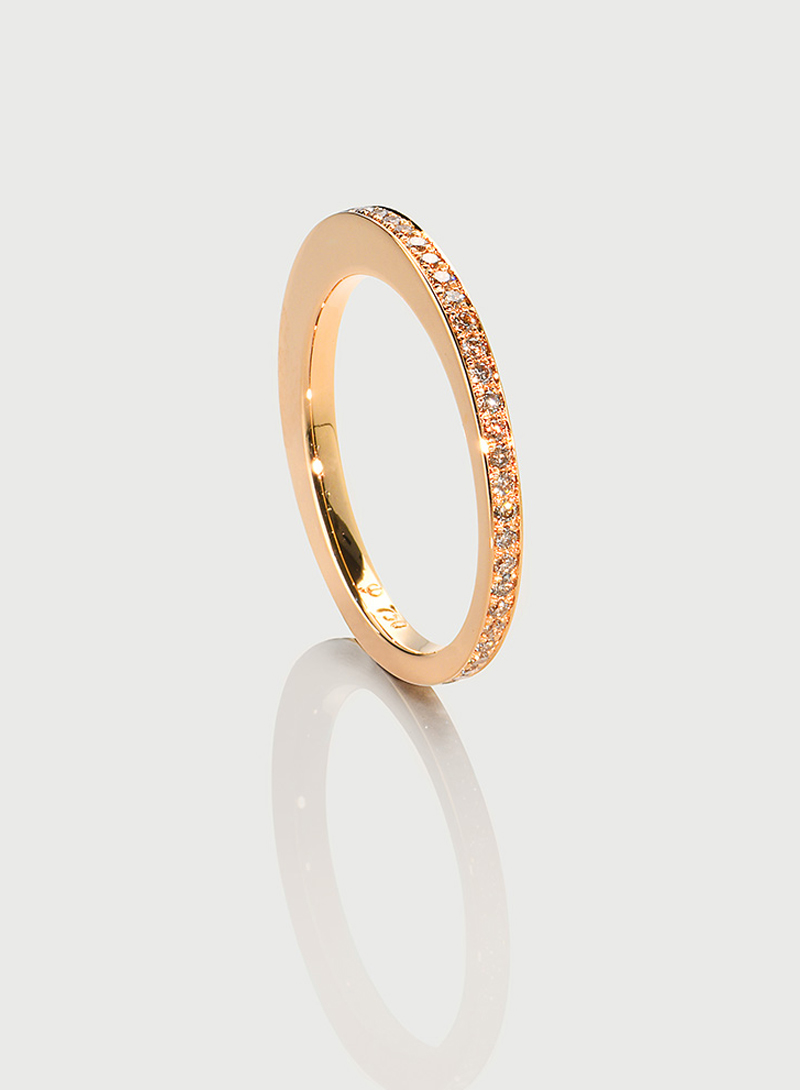 Johanna Otto, Schmuckdesign, Kollektion Diskus, Ring, rosegold, Brillant, handgemacht